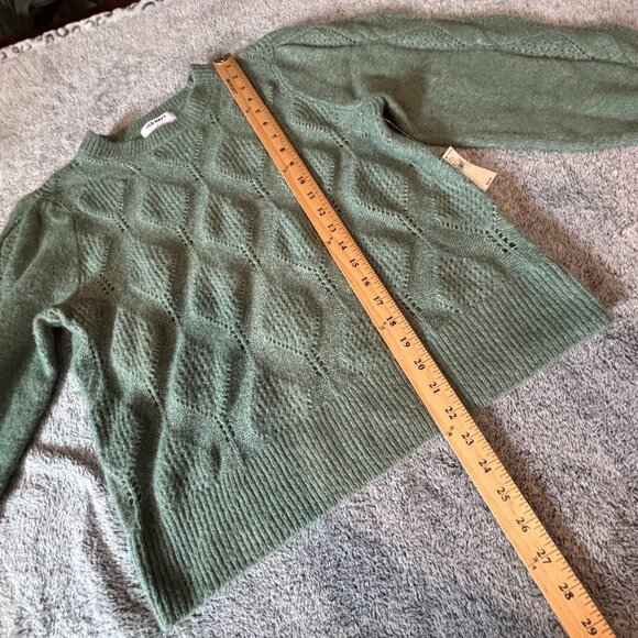 Old Navy Pointelle Sweater Large Wool Blend Balloon Sleeve Preppy Western 18620 - Picture 5 of 8